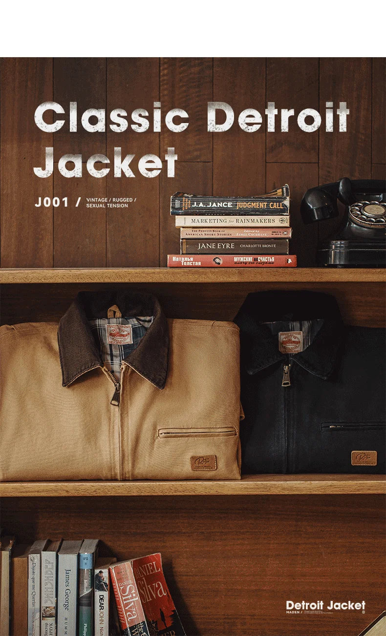Men’s Workwear Style Jacket with Front Zipper and Utility Pockets