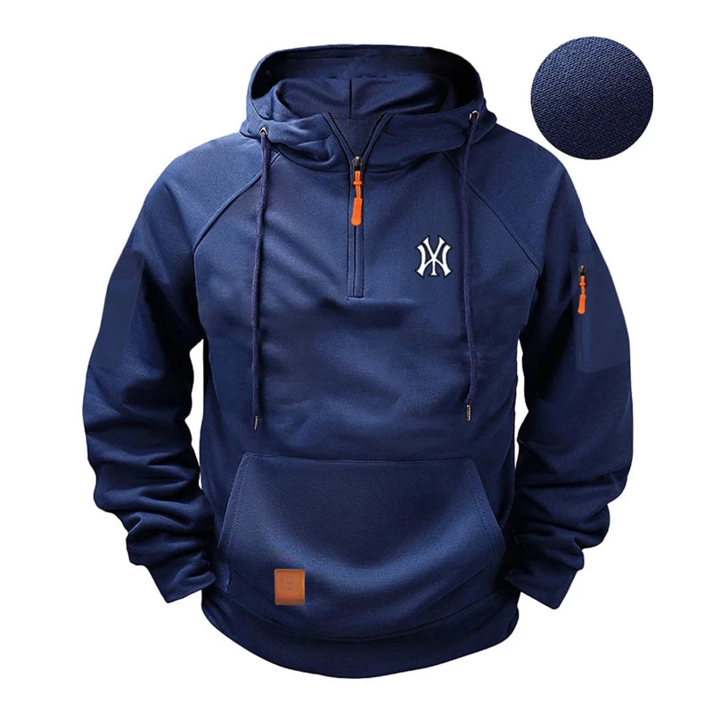 Men’s Urban Utility Hoodie with Sleeve Pocket and Half-Zip