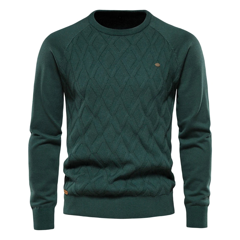 Men’s Diamond Knit Sweater – Subtle Elegance for Cold Days