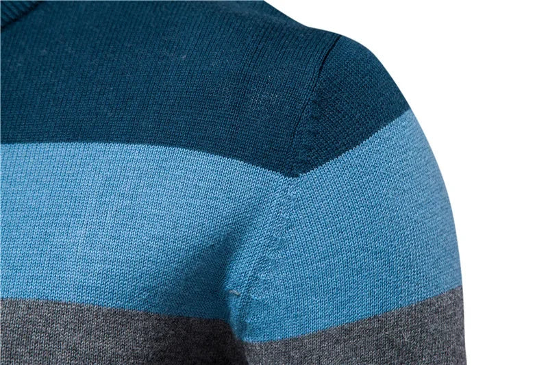 Men’s Casual Striped Knit Sweater – Modern Style for Fall and Winter