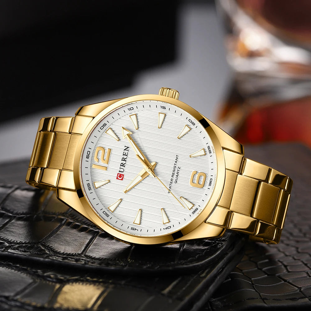Classic Men’s Watch with Minimalist Design and Metal Band