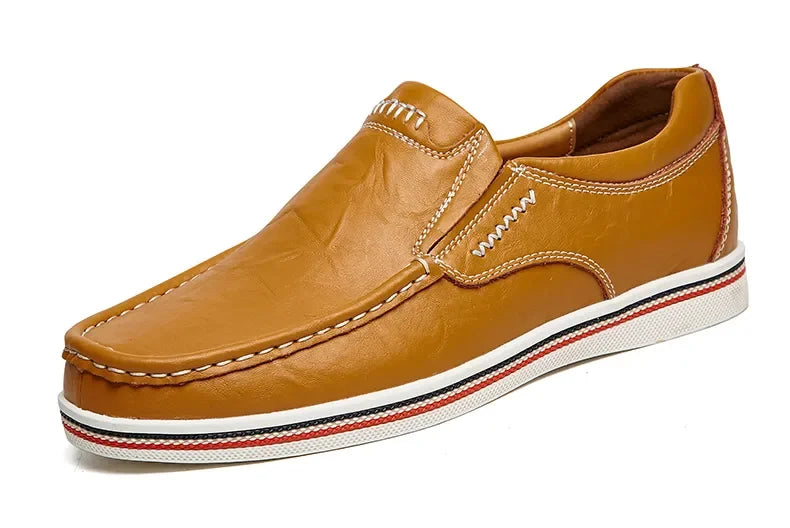 Freizeitschuhe aus Leder für Herren – Niedriger Mokassin, echtes Leder
