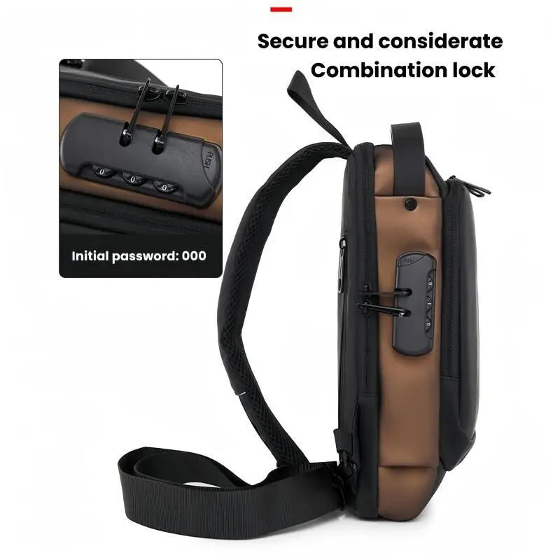 Men’s Anti-Theft Crossbody Sling Bag – USB Charging Chest Pack for Travel, Work & Everyday Carry