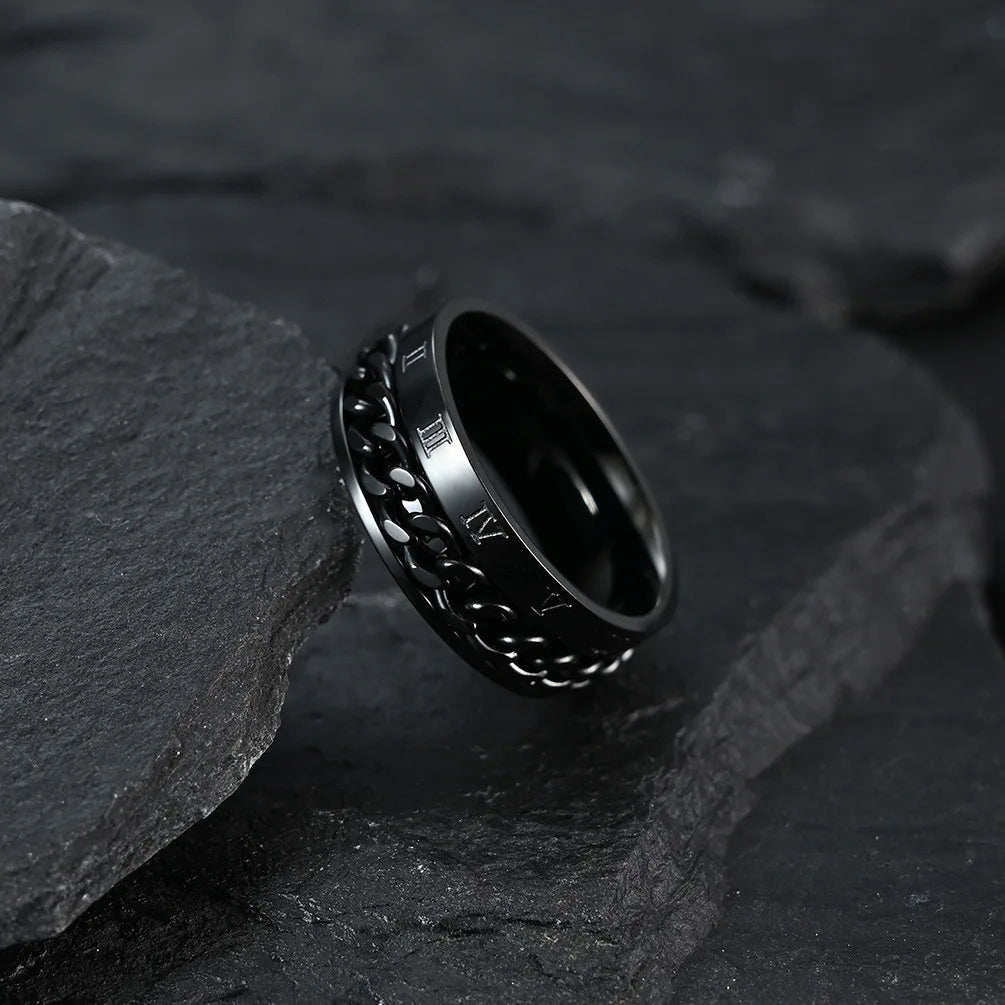 Chain Band Ring – Urban Style with Roman Detailing