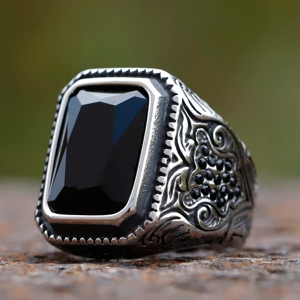 New Unique Design 316L Stainless Steel Turkish Stone Ring Ring For Men High Quality Zircon Jewelry Gift