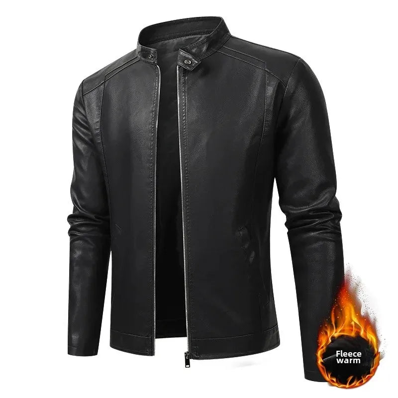 Men’s Biker-Style Jacket with Contrasting Panels and Functional Zippers