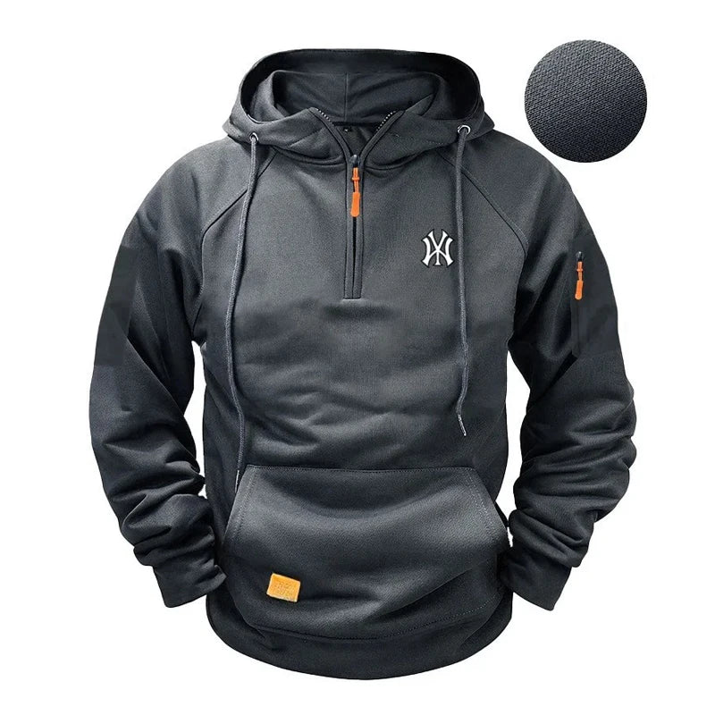 Men’s Urban Utility Hoodie with Sleeve Pocket and Half-Zip