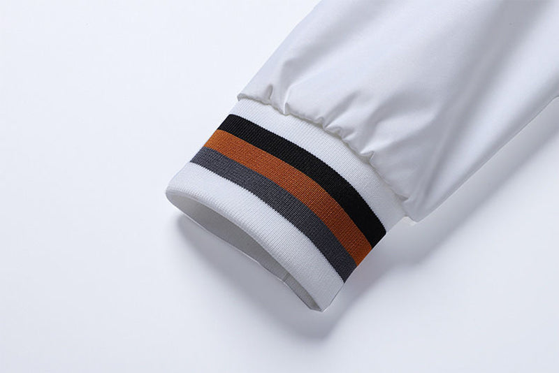 Men’s Casual Sport Jacket with Striped Collar and Cuffs
