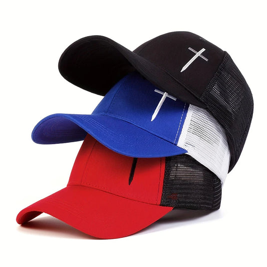 Cross Embroidered Trucker Cap