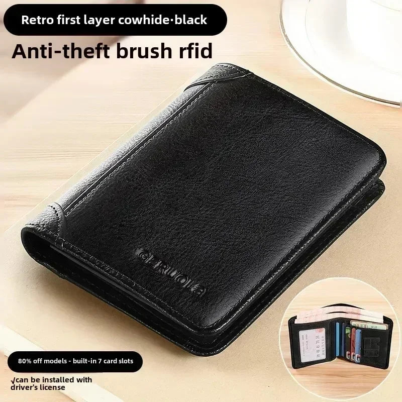 Men’s Leather Wallet with Classic Design and Reinforced Stitching