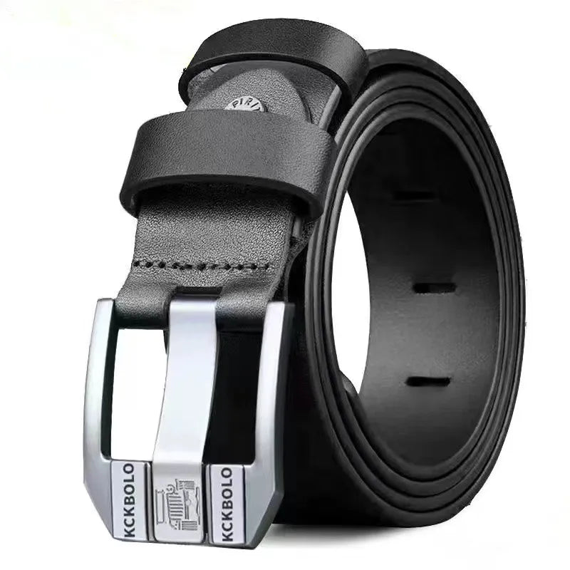 Men’s Genuine Leather Belt with Branded Buckle – Stylish and Durable