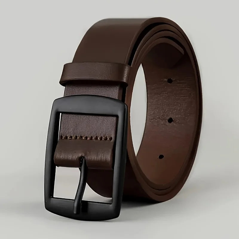 Luxury Men's Belt, Synthetic Leather Belt, Metal Buckle, High Quality
