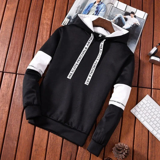 Men’s Bicolor Hoodie – Urban Style with Text Detail