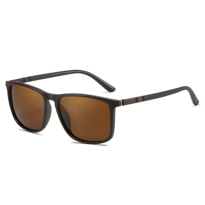 Matte Black Polarized Sunglasses with Red Textured Temples – Sleek & Sporty Film Anti UV