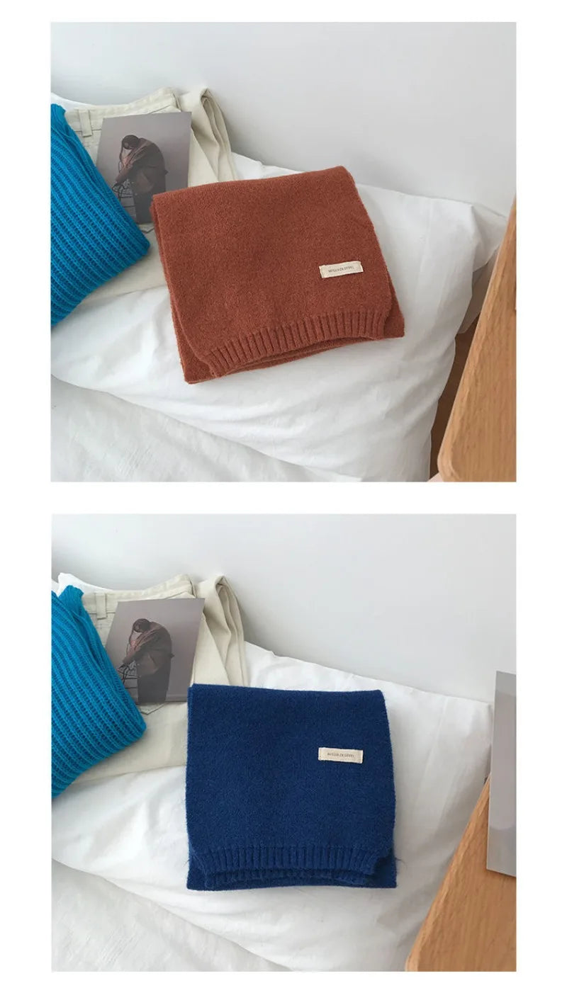 Men's Knitted Wool Scarf, Simple, Chic, Soft, Autumn Winter, Thermal Scarf
