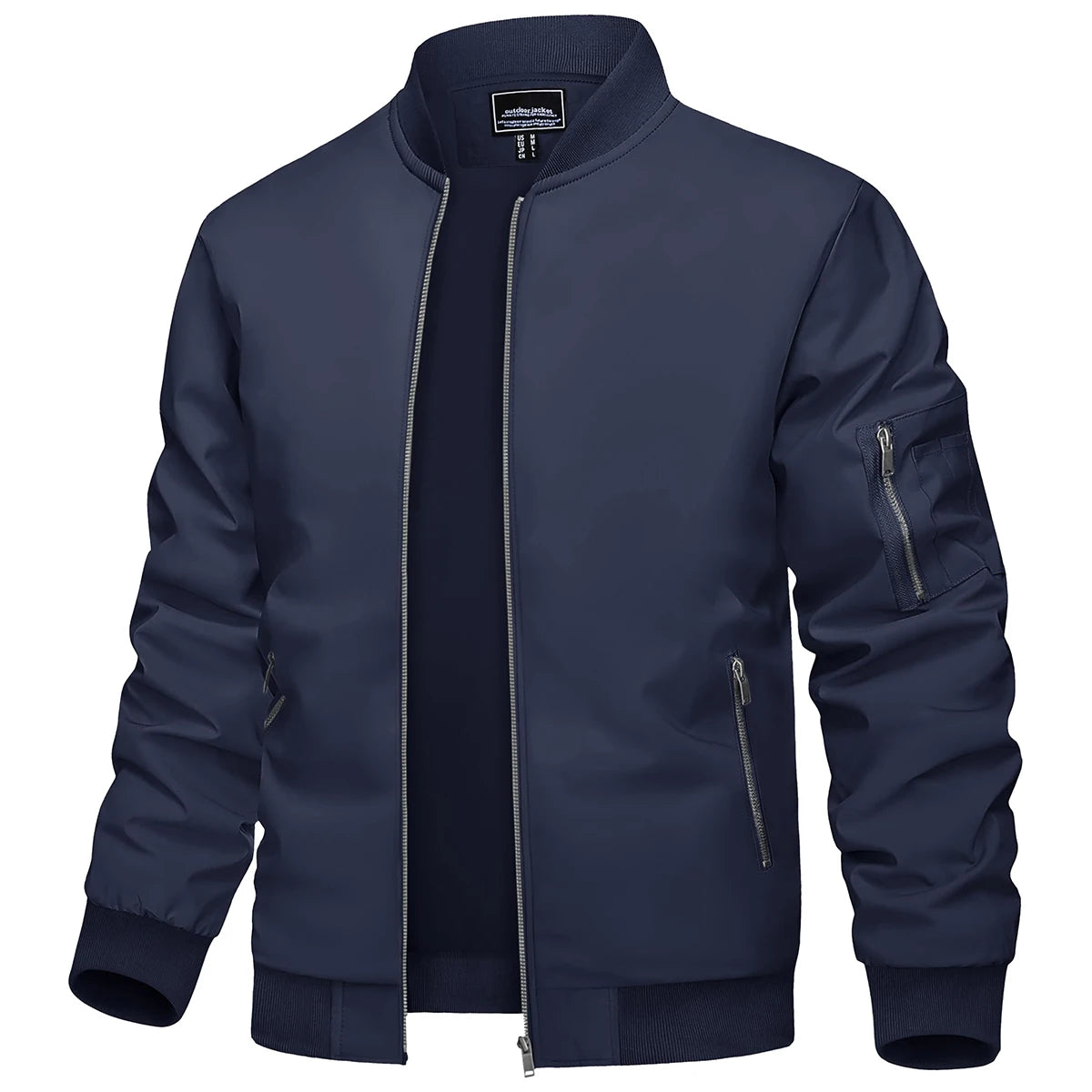 Men’s Bomber Style Jacket with Metallic Zippers