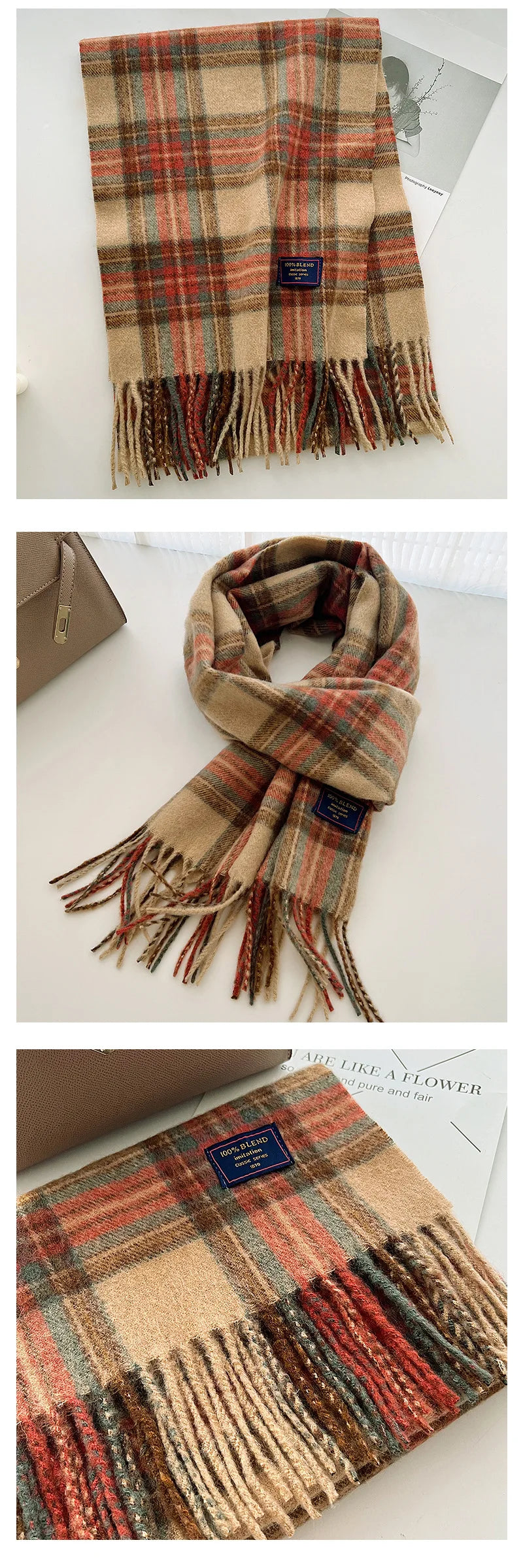 Classic Checkered Scarf with Fringes – Style and Comfort