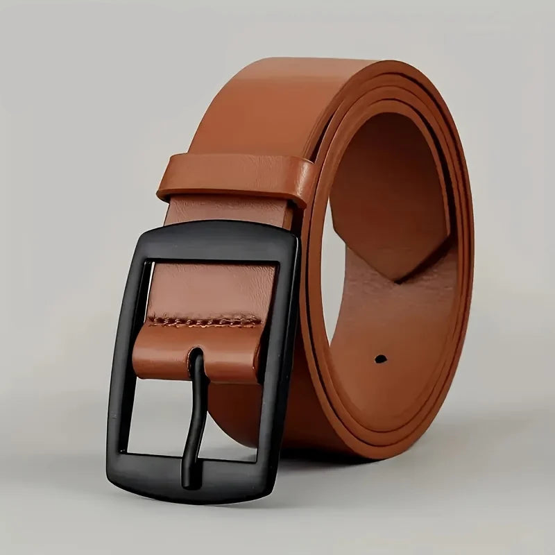 Luxury Men's Belt, Synthetic Leather Belt, Metal Buckle, High Quality
