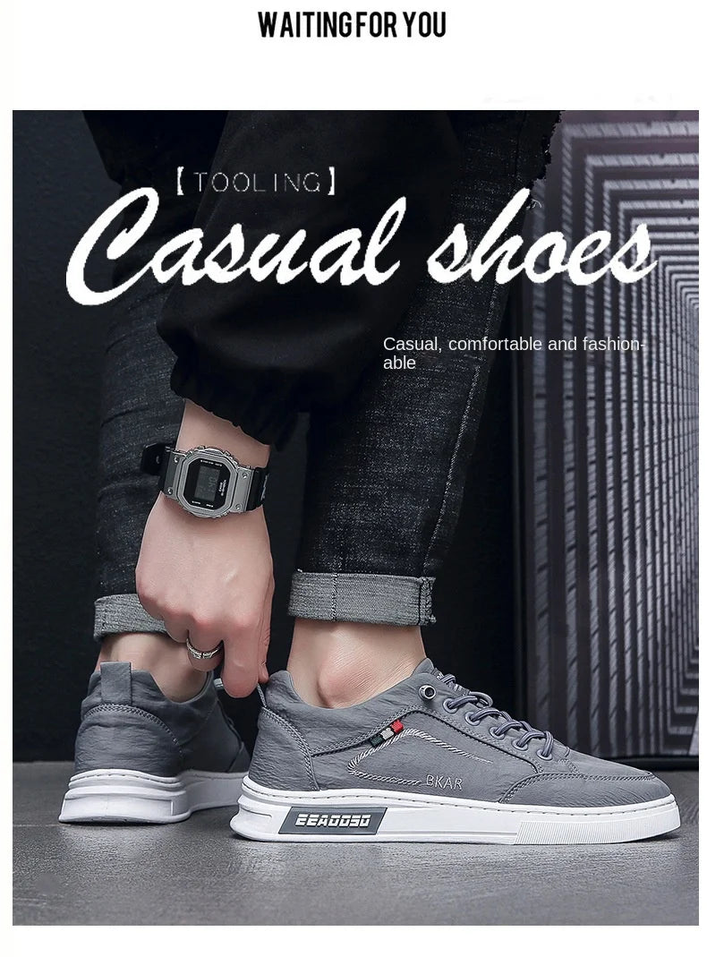 Men's Casual Lace-up Sneakers - Low and Modern Casual Shoes