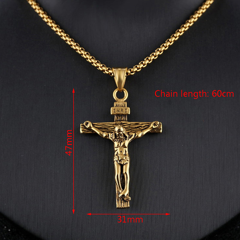 Religious Jesus Cross Stainless Steel Necklace For Men