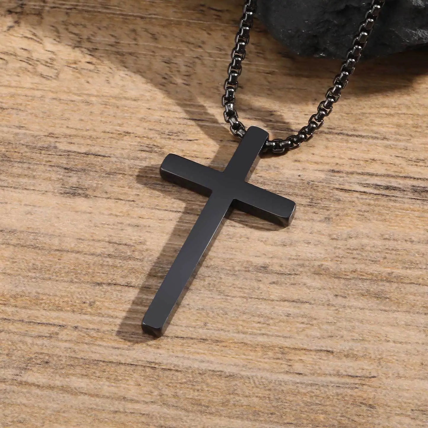 Classic Men's Cross Pendant Necklaces,Waterproof Stainless Steel Cross Collars