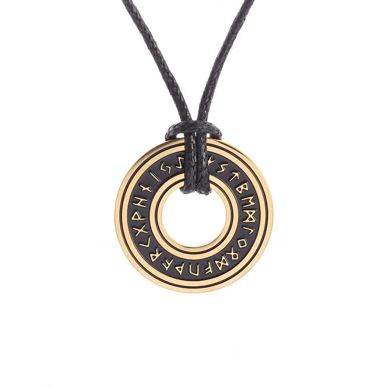 Viking Rune Circle Pendant Necklace