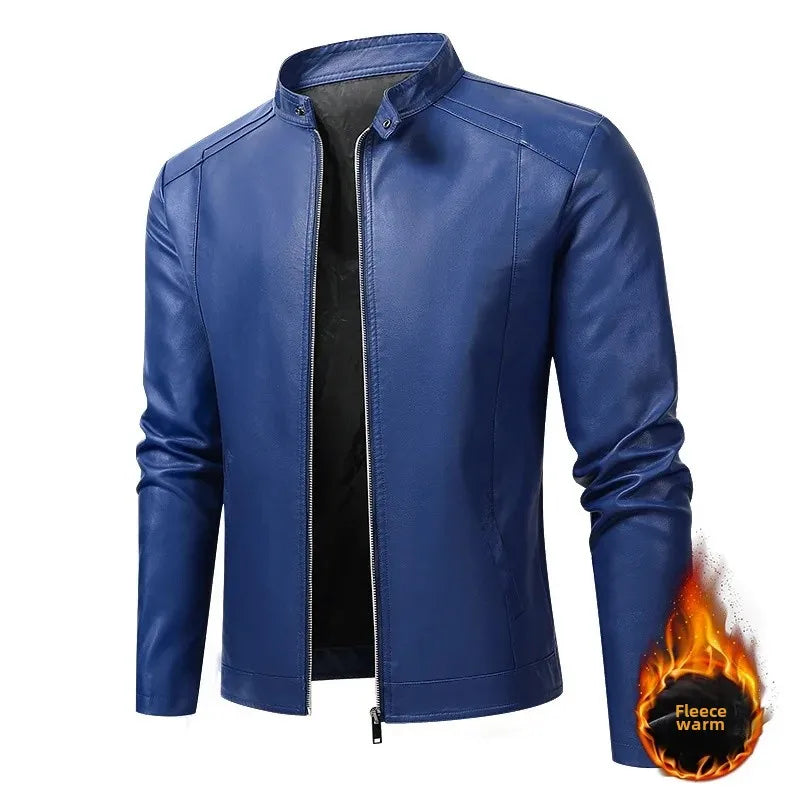 Men’s Biker-Style Jacket with Contrasting Panels and Functional Zippers