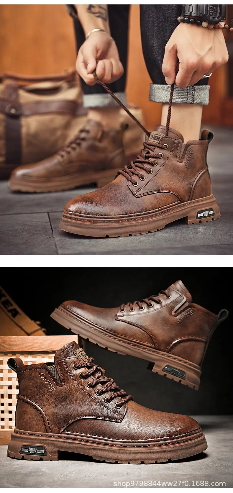 Luxuriöser Herrenstiefel – Britischer Retro-Stil, hochwertiges Lederschuhwerk