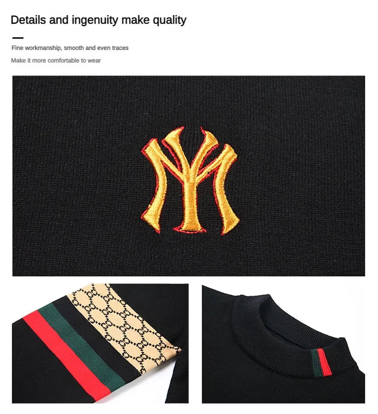 Men’s Slim Fit Knit Sweater with Sporty Sleeve Detail – Urban Elegance with Attitude