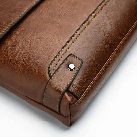PU Leather Business Bag for Men – Laptop Tote & Crossbody Satchel
