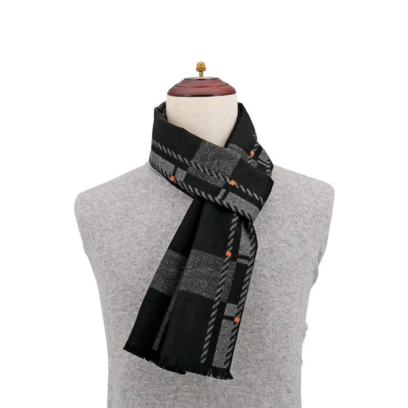 Men’s Minimalist Scarf with Herringbone Detail