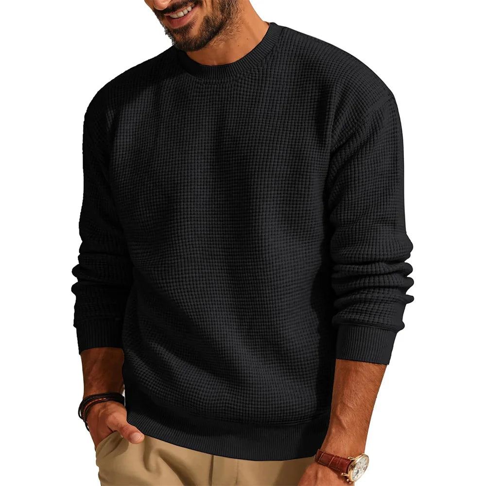 Urban Classic: Solid Color Wedge-Top Pullover Sweater for Men – Soft Knit & Stylish Fit