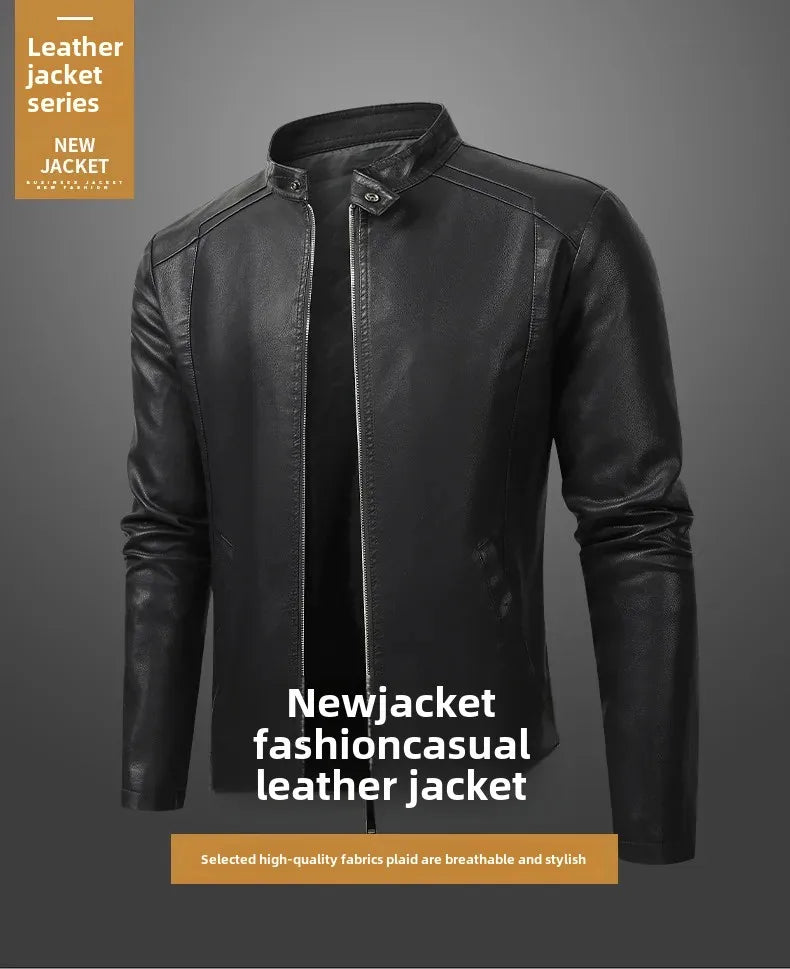 Men’s Biker-Style Jacket with Contrasting Panels and Functional Zippers