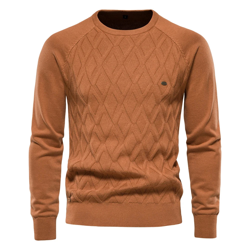 Men’s Diamond Knit Sweater – Subtle Elegance for Cold Days