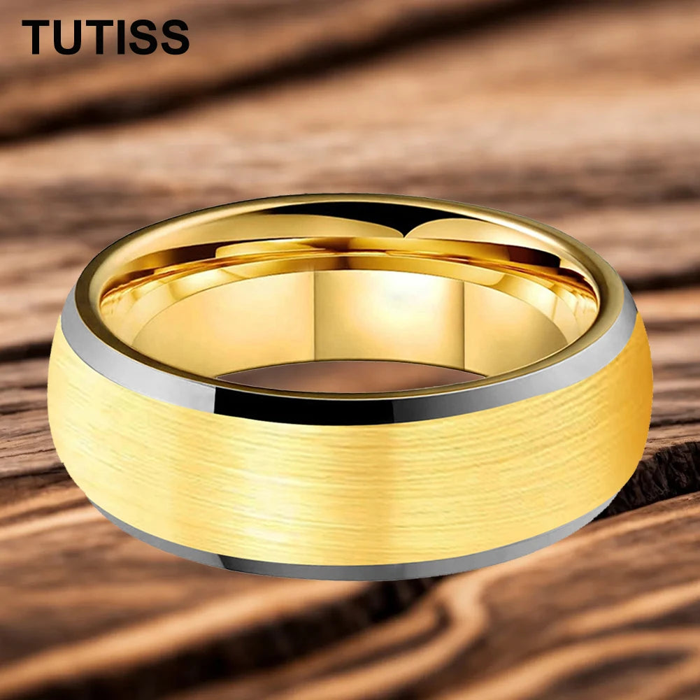 6/8mm Tungsten Carbide Engagement Ring for Men, Modern Engagement Ring Dome, Brushed Slant Edge