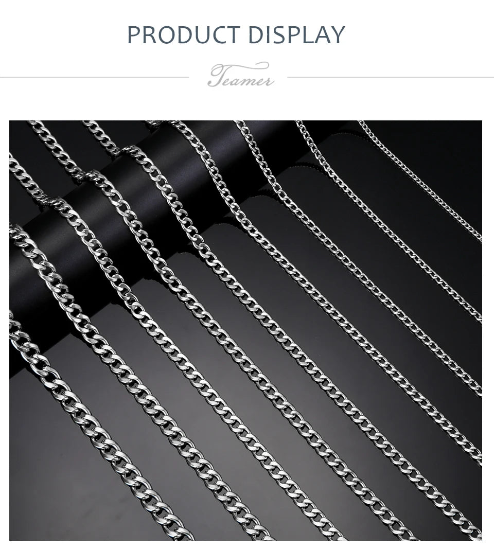Stainless Steel Curb Chain Necklace – Multiple Thickness Options