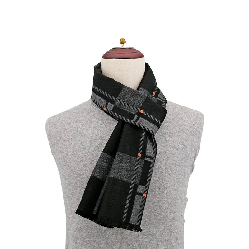 Men’s Minimalist Scarf with Herringbone Detail