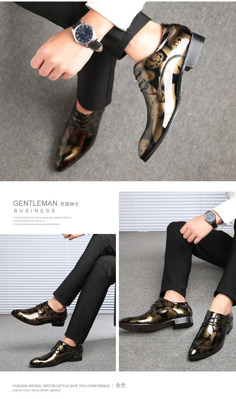 Luxuriöse Oxford-Schuhe für Herren – Retro-Blumendruck