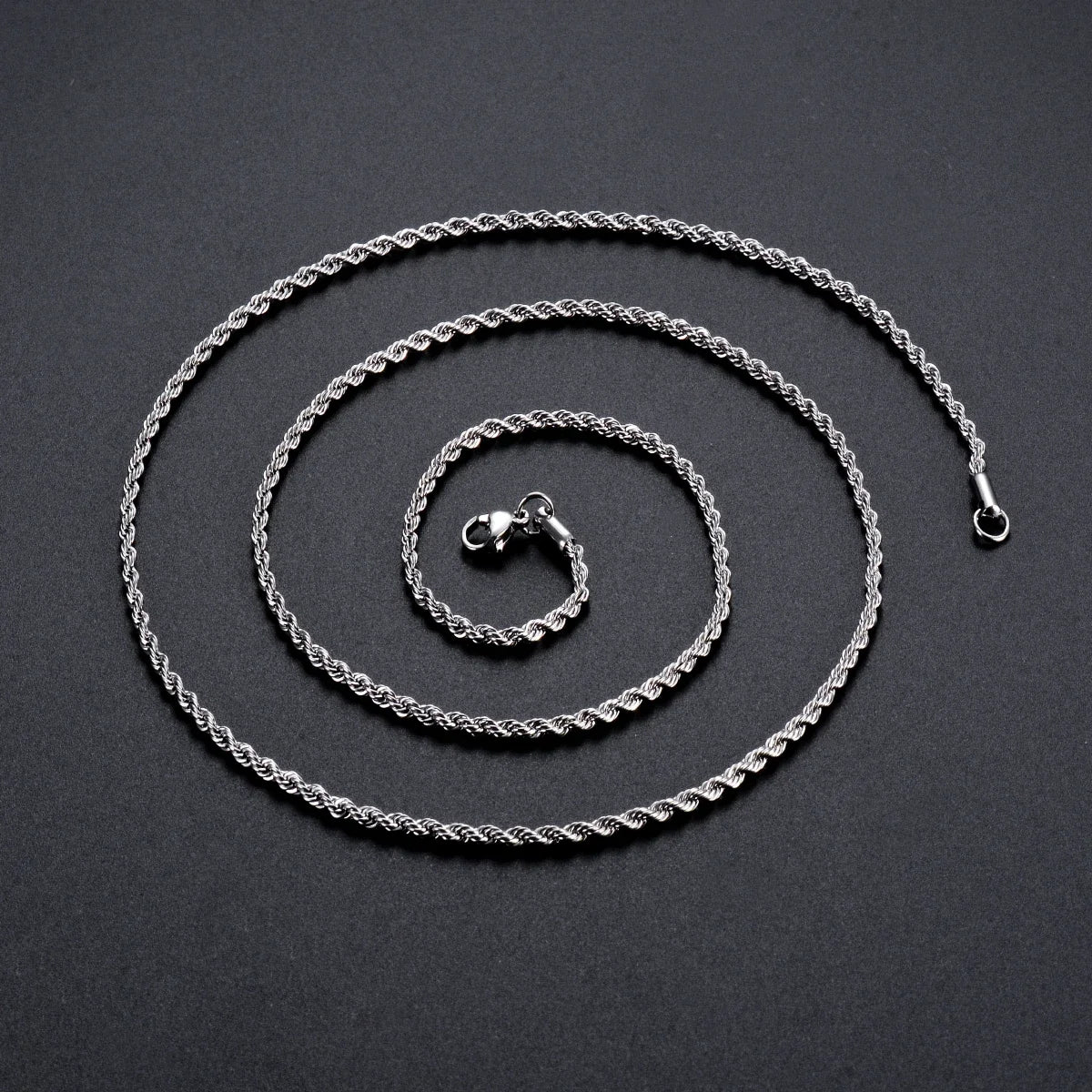 Stainless Steel Rope Chain Necklace – Classic Twist Design