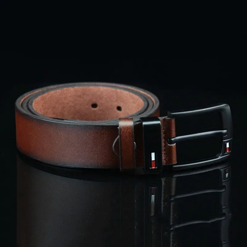 Men’s Genuine Leather Belt with Modern Buckle – Durable and Versatile
