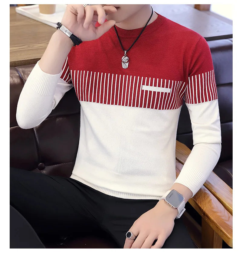 Men’s Sweater with Vertical Stripe Detail