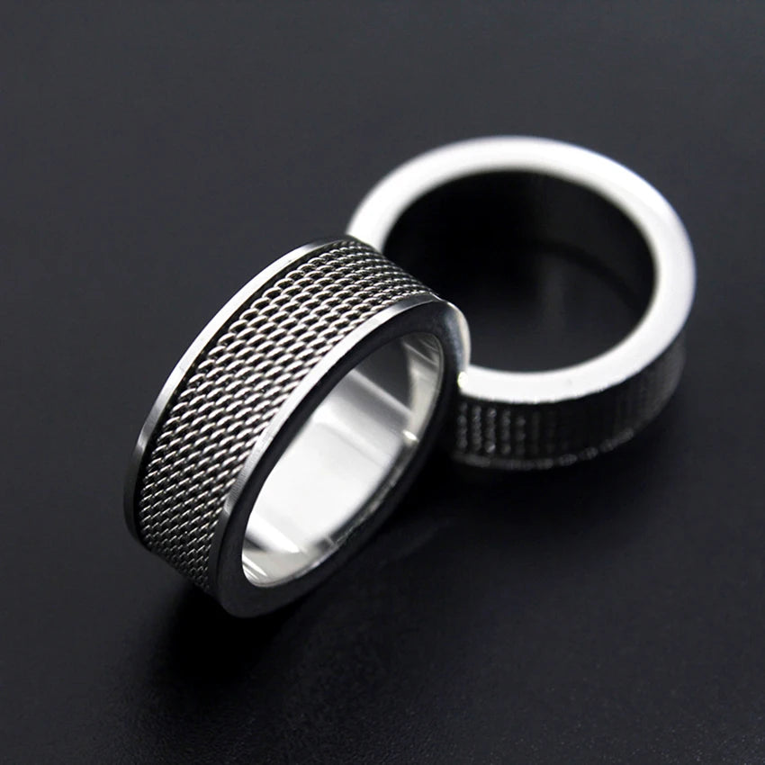 Industrial Mesh Ring – Modern Stainless Steel Band for Men