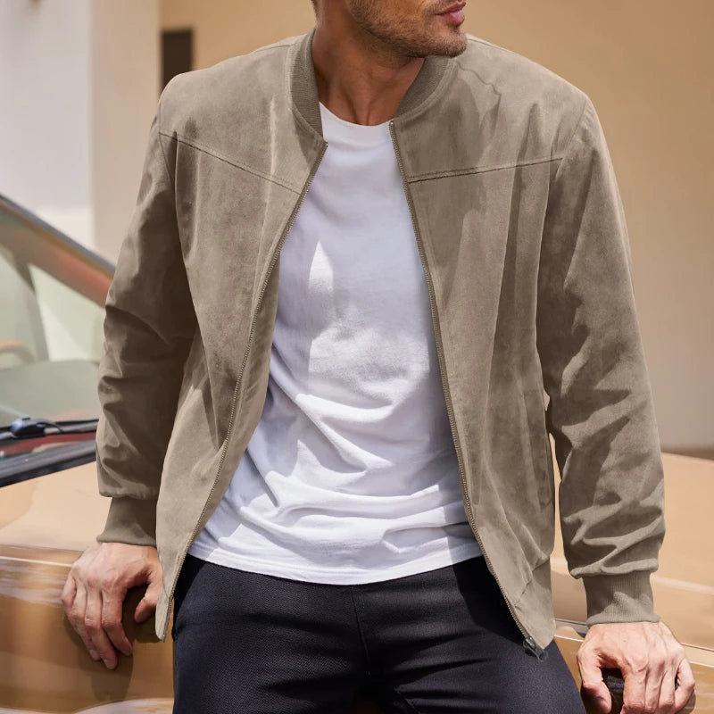 Men’s Minimalist Casual Jacket with Front Zipper Closure