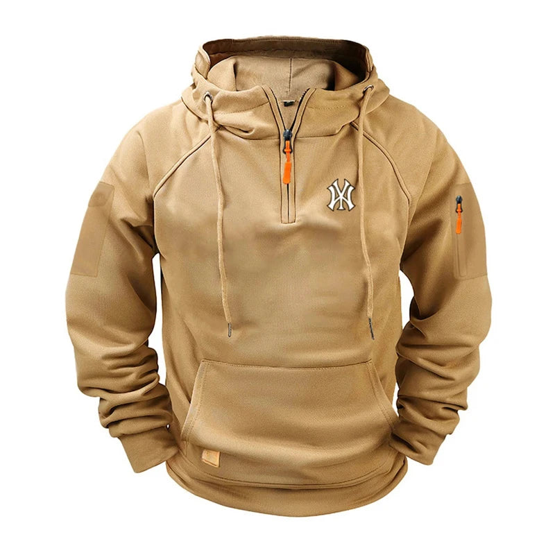 Men’s Urban Utility Hoodie with Sleeve Pocket and Half-Zip