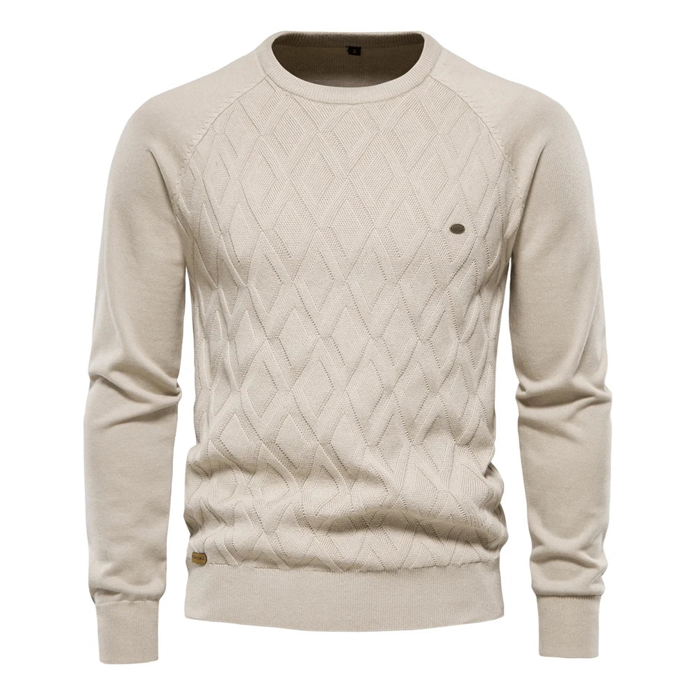 Men’s Diamond Knit Sweater – Subtle Elegance for Cold Days