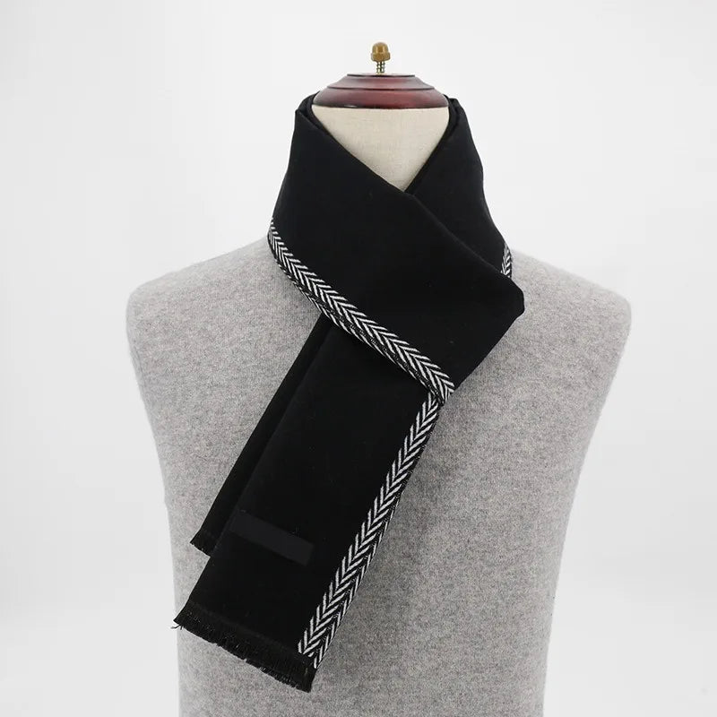 Men’s Minimalist Scarf with Herringbone Detail