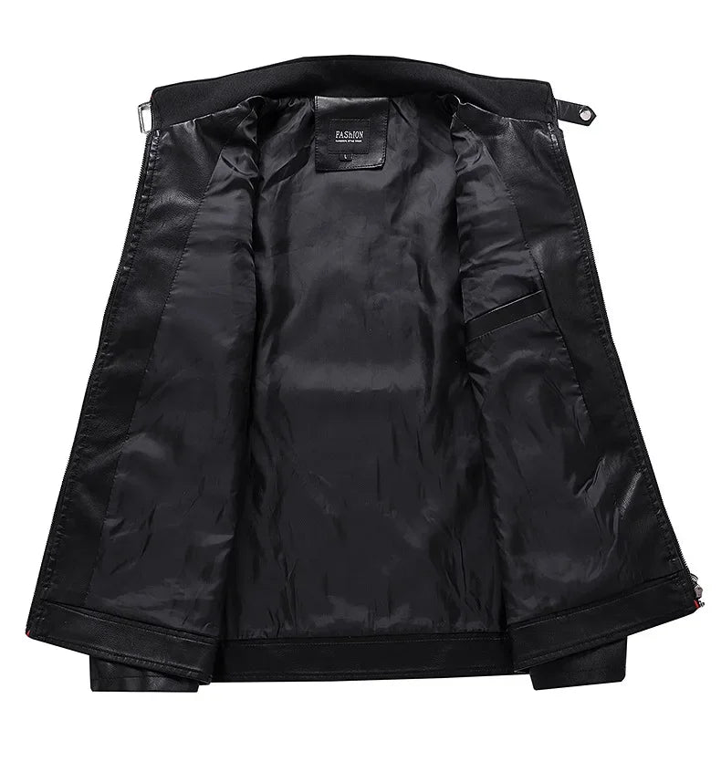 Men’s Biker-Style Jacket with Contrasting Panels and Functional Zippers