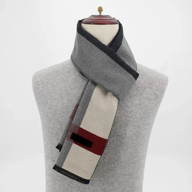 Men’s Minimalist Scarf with Herringbone Detail