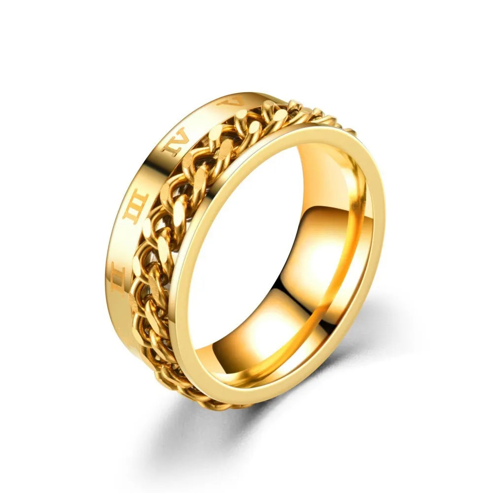 Chain Band Ring – Urban Style with Roman Detailing