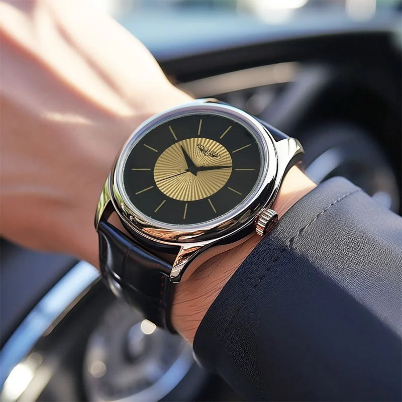 Luxury Brand Men's Business Waterproof Quartz Leather Wrist Watch